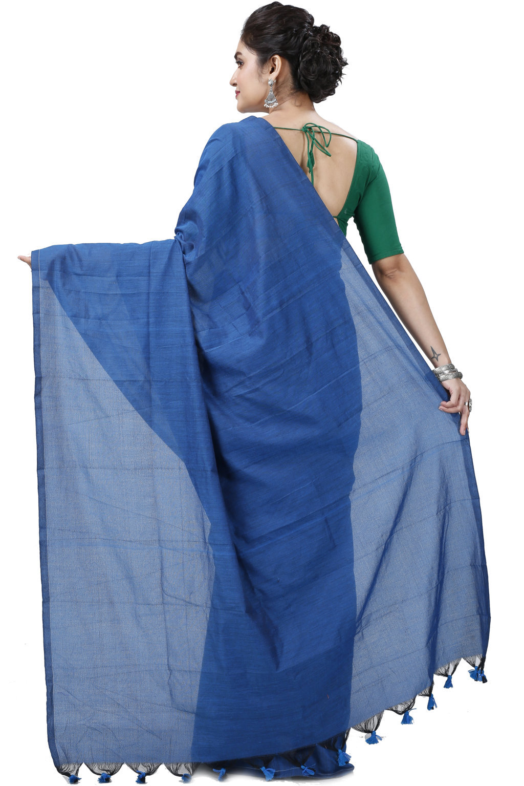 Blue Pure Cotton ThanKhadi Hand Loom Saree (5237)